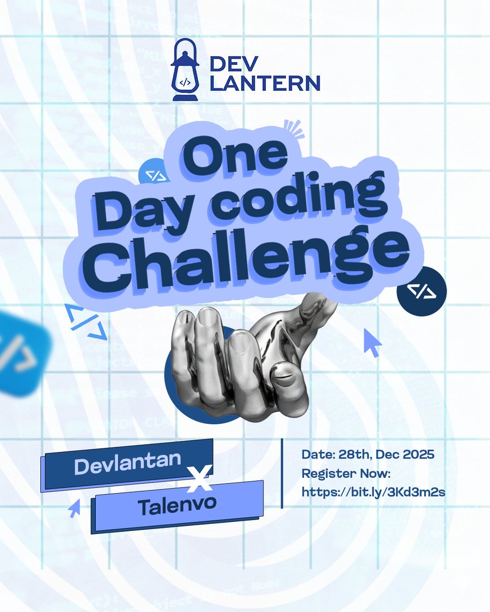 <a href="/dev_lantern/">Dev Lantern Community</a> in collaboration with @talenvohq is having a #codechallenge 

Are you: 
Just starting out in #tech, 
Or a #techpro 

Then you don’t want to miss is fun. Join the Code Challenge by Dev Lantern and stand a chance to win:

-Cash Prizes
-Mentorship &amp; Collaboration

1/2