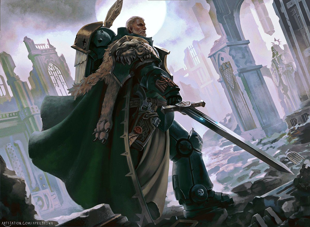 Aetas_Memoria's tweet image. Lion El'Johnson, Lord of the First, after his Awakening. Fan art by April Brown. And various sketches.