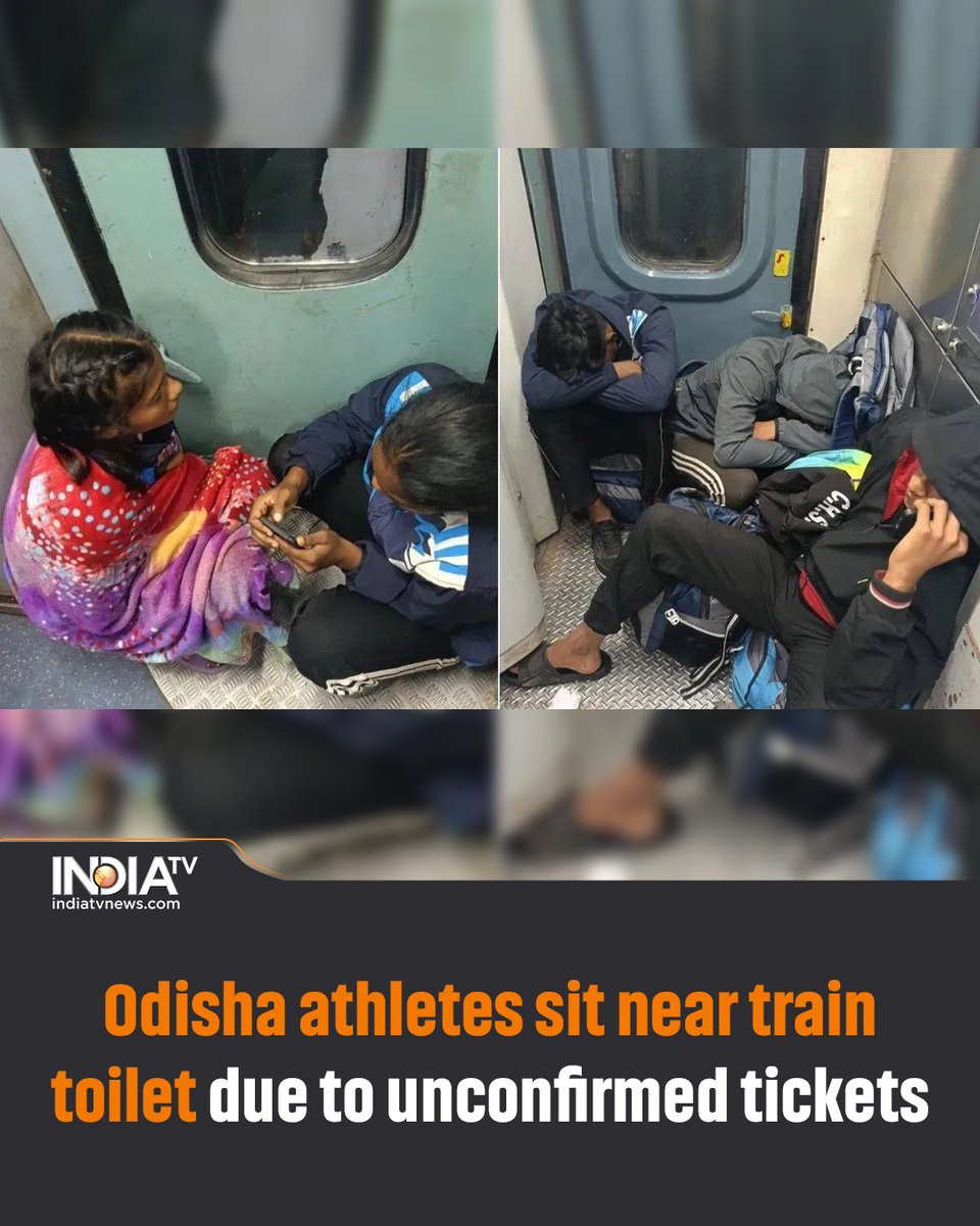 indiatv's tweet image. 18 Odisha athletes, were forced to sit near train toilets in the general compartment due to alleged ticketing negligence while travelling to the 69th National School Wrestling Championship

Read more here:
tinyurl.com/mrb8xk4e

#odisha #athletes #trainseats #unconfirmedtickets