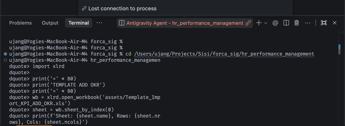 ys_ngrh's tweet photo. @antigravity can you fix this? When running a terminal command that is too long, the process will stop and all running antigravity must be closed, to be able to run the terminal again. https://t.co/14km9SuvNo