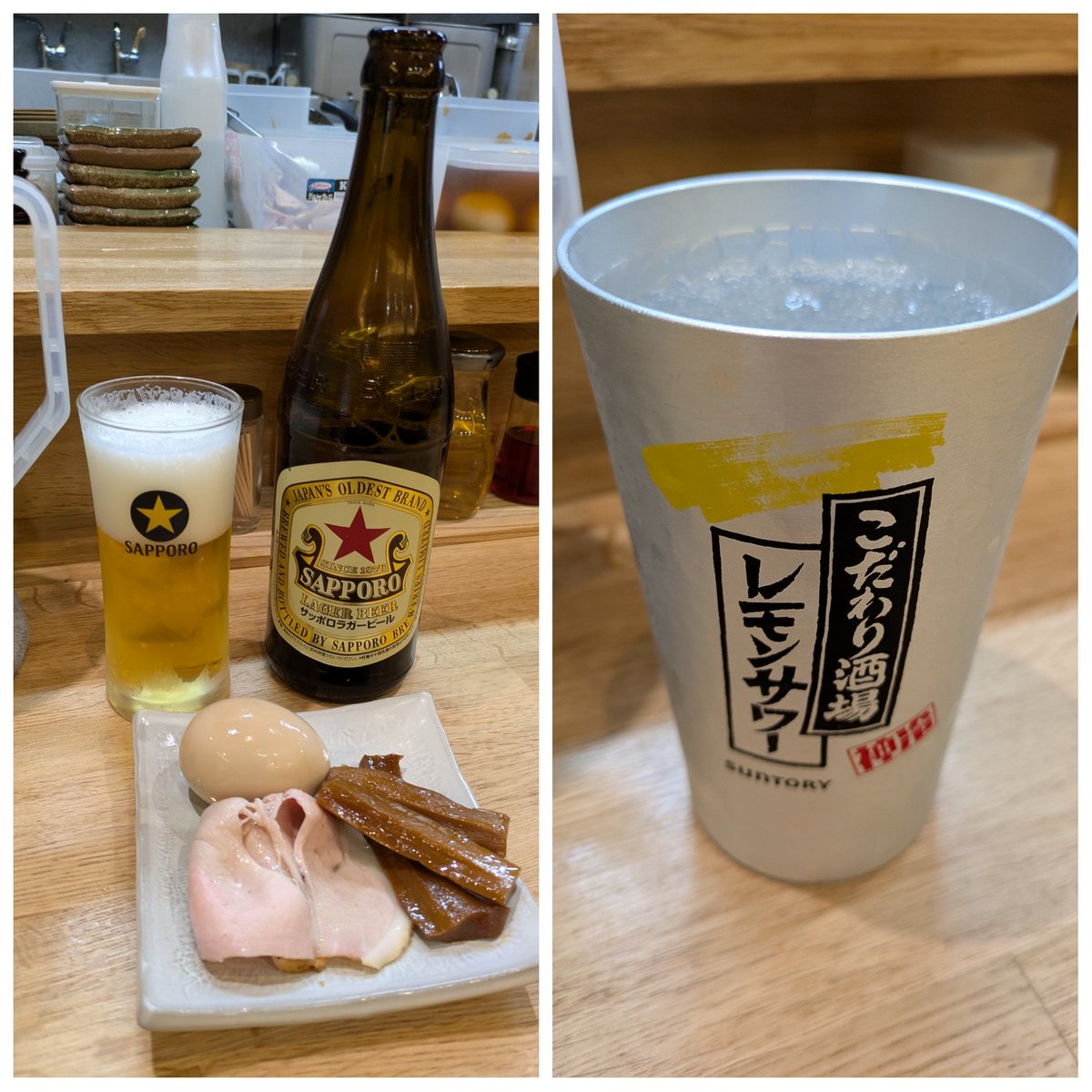 Halu_o26's tweet image. 麺饗庭 必道 水戸市
瓶ビール レモンサワー
牡蠣醤油の油そば(マヨネーズ ニンニク) 味付き替玉B

今日は必道に行ってきました。
油そば超激ウマでした(≧∀≦)

牡蠣醤油と太麺の相性良いわ(*^^*)
めちゃウマで箸がとまりませんでしたw
もっと食いたいわ❤️

今夜は食い過ぎました。