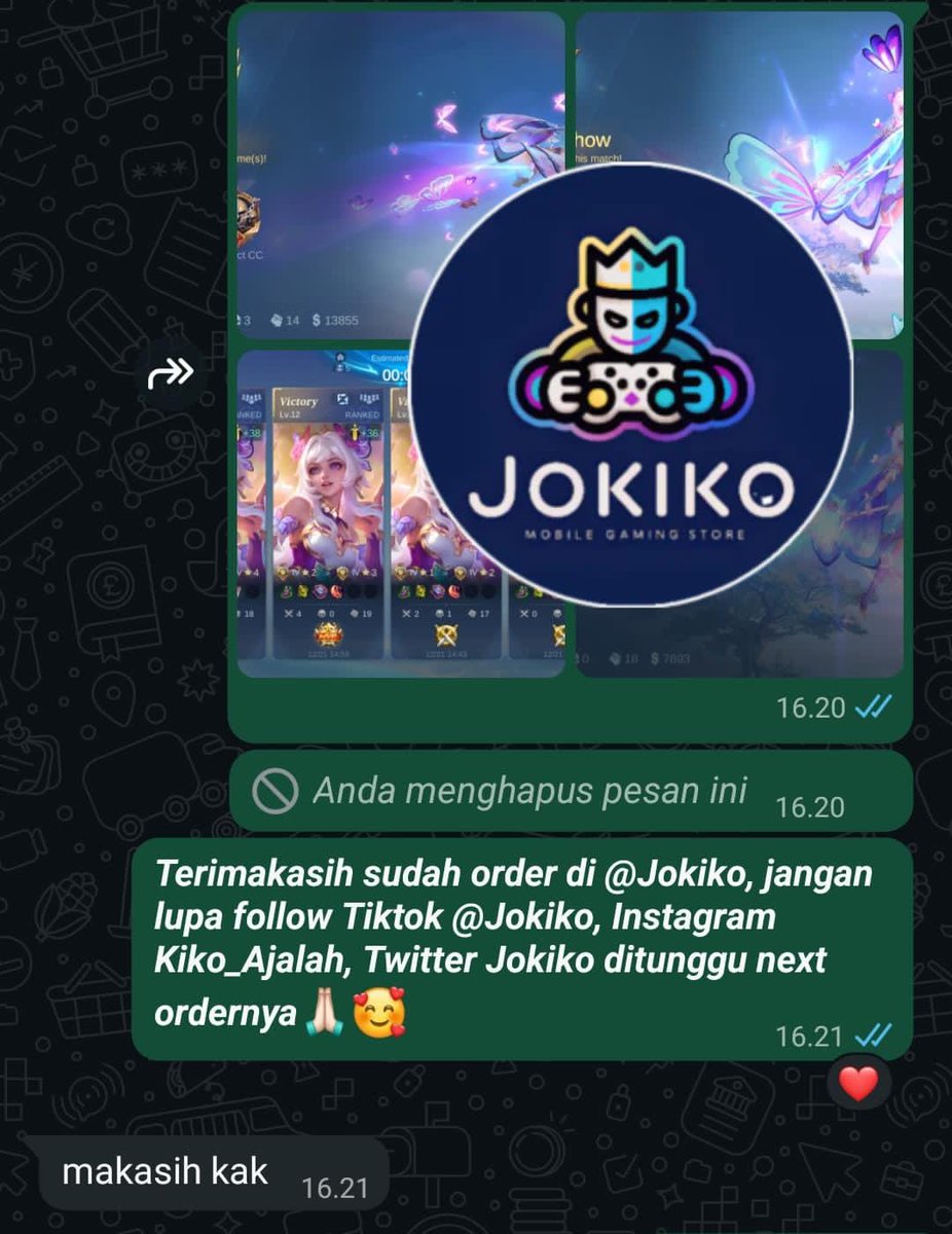JokikoStore's tweet photo. 1. Joki Epic-Mythic 🌟21
2. Joki Epic 1-Legend 1 🌟3
3. Joki 10🌟Legend bonus 1🌟
4. Joki 10🌟Legend bonus 1🌟
🔥Yuk yang mau order bisa langsung order langsung digarap, banyak promo juga🔥
#jokiko #jokiml #zonauangᅠᅠᅠ https://t.co/aYQcOmHhtM