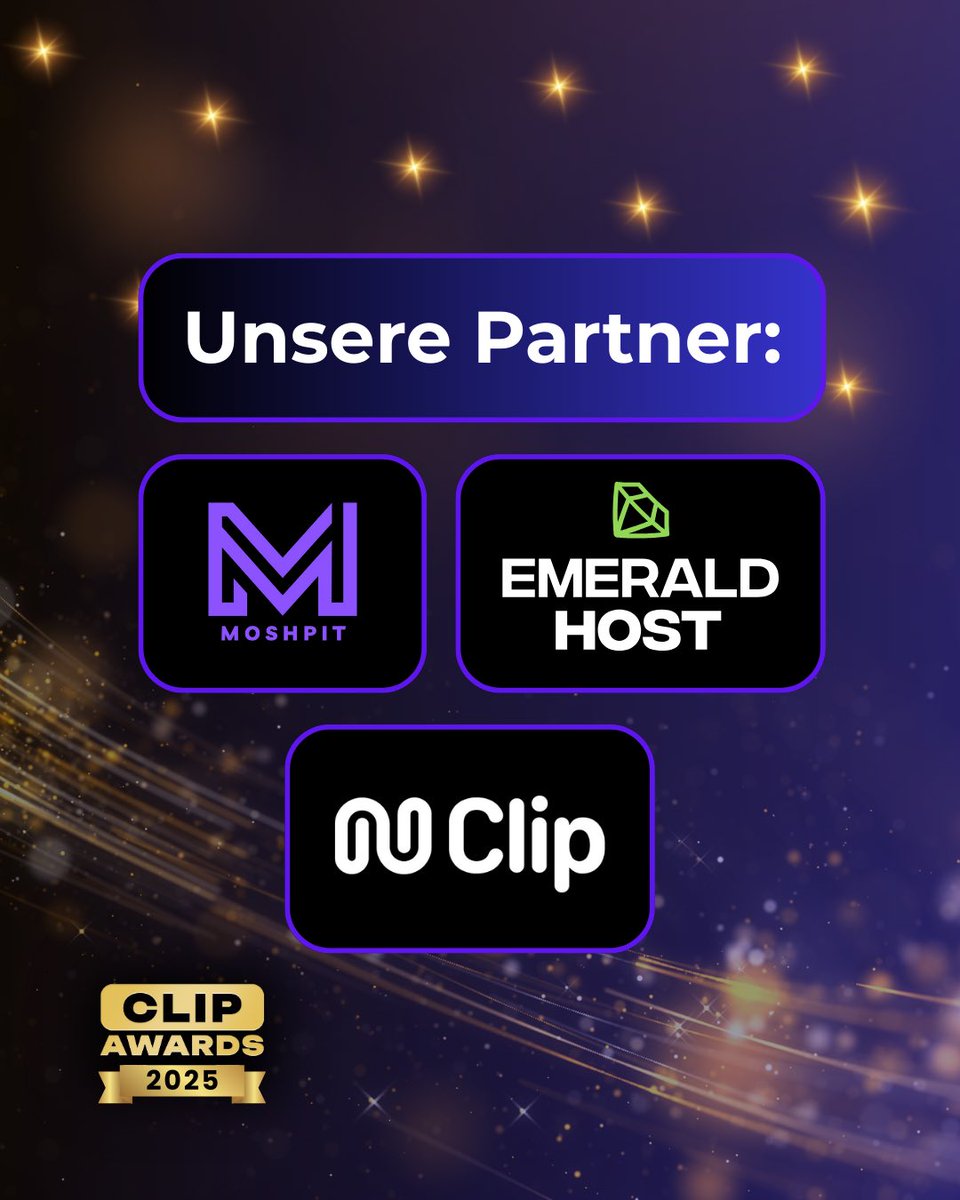 Eine Show wie unsere ist nur durch euch und unsere Partner möglich💜

Wir freuen uns euch die Partner der diesjährigen Clip Awards 2025 vorzustellen:

#ClipAwards #ClipAwards2025 #TwitchDE #Twitch #Streamer #Livestreams