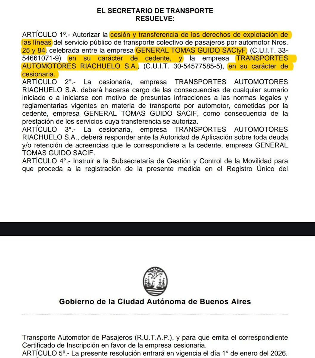 CiudadDeBondis's tweet image. SE VA LA SEGUNDA (Y LA TERCERA)

#DOTA sigue transfiriendo líneas entre empresas del mismo grupo: la #Linea25 y #Linea84 de la #TomasGuido pasarán a la órbita de #TARSA desde el 1° de enero.

…ntosboletinoficial.buenosaires.gob.ar/publico/ck_PE-…