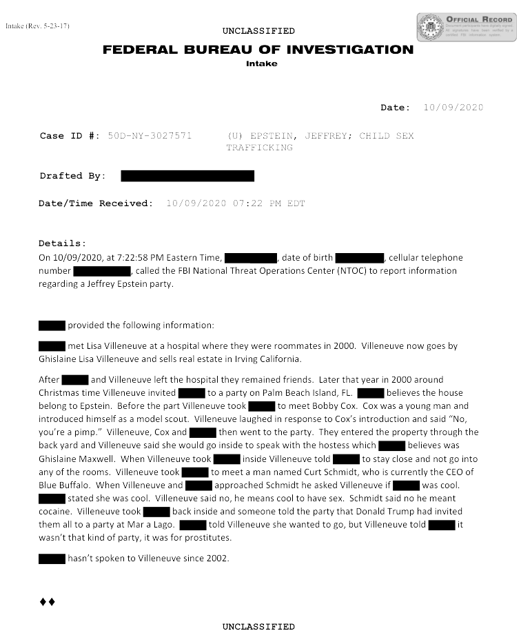MacFarlaneNews's tweet image. Among new batch of Epstein files:   

A claim made to FBI by a person who said she had been invited a party "for prostitutes" at Mar-a-lago