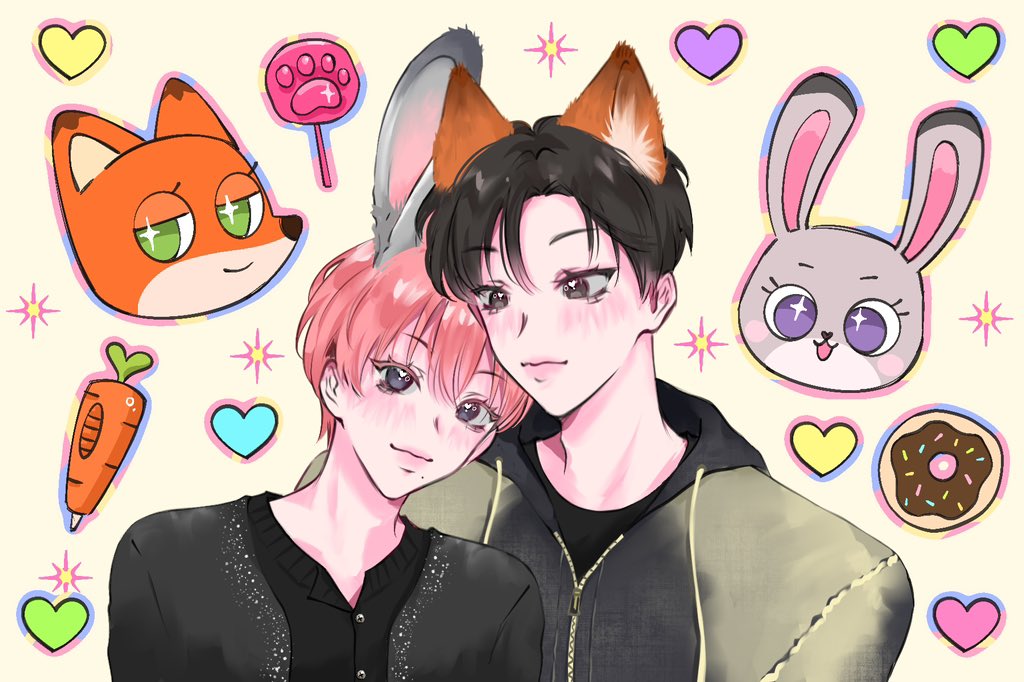 bluxberrysundae's tweet image. hopps and wilde 🦊🐰 #석과비니