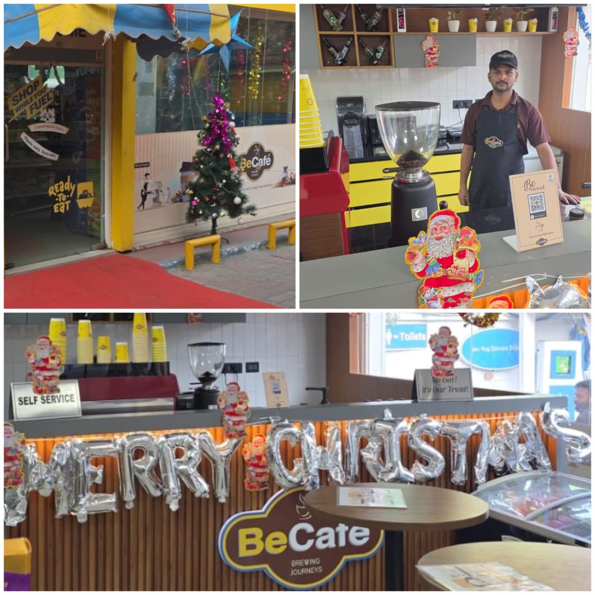 BPCLDELHIRETAIL's tweet photo. Happiness and Cheer! Christmas time is here!✨🎄Visit our #BeCafé with your loved ones at Flagship Retail Outlet M/s Navyug Service Station, GK1, South Delhi &amp; try our wide range of beverages ☕ during this festive season! 
#Christmas_Week🎅 #FestivalGreetings 💫 https://t.co/4nBFu4DOHM