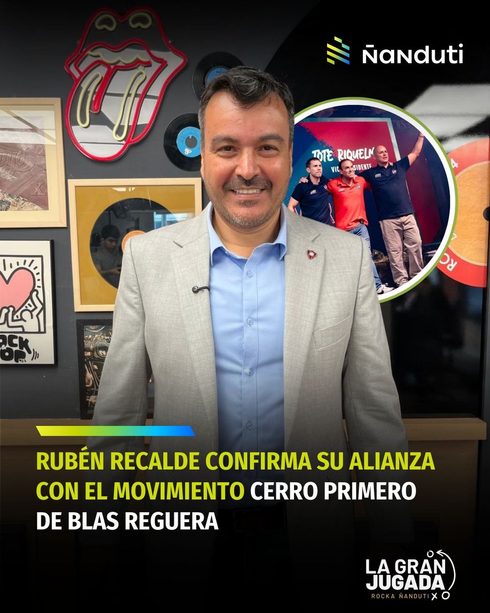 🚨 AHORA | 🤝 Rubén Recalde confirma su alianza con el Movimiento Cerro Primero   

✍️ "Blas Reguera no responde ni pertenece al oficialismo ni al grupo Zapag. Esta construcción es independiente" escribió Recalde.

✅ Tal como lo adelantó <a href="/Fedearias77/">FEDERICO ARIAS</a> en #LaGranJugada.

#Ñanduti
