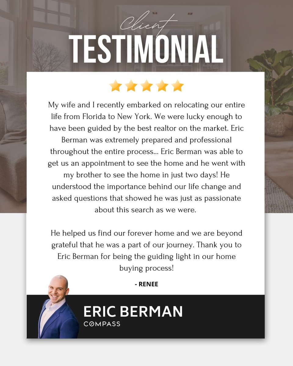ericberman_'s tweet image. Relocating to another state isn’t just about finding a house 🏡—it’s about finding a realtor who understands timing, budget, family, and the stress that comes with big life changes ✈️. Having the right guide makes all the difference.

#RelocationExpert #OutOfStateMove
