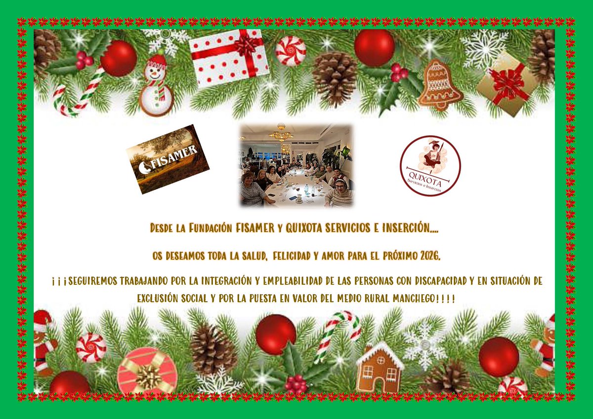 FFisamer's tweet photo. Desde la Fundación FISAMER y QUIXOTA SERVICIOS E INSERCIÓN os deseamos quepaséis una feliz Nochebuena.

Que cada deseo tuyo se haga realidad esta Navidad. ¡Brindemos por un año increíble! (Con vino manchego Ojo! 😊) https://t.co/7gQQ3s6ofU