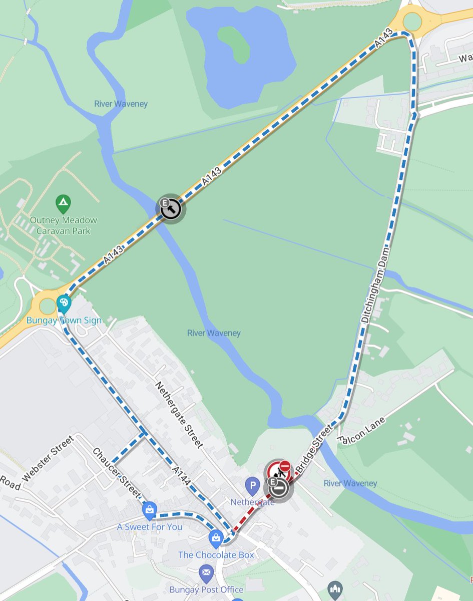 ⚠️ 𝙐𝙥𝙘𝙤𝙢𝙞𝙣𝙜 𝙬𝙤𝙧𝙠𝙨: Bridge St, #Bungay will be closed 8am-11am Wed 24 Dec for ironwork repairs.

Diversion via Ditchingham Dam, A143, A144 and vice versa. Thank you for your patience during this time. #Suffolk