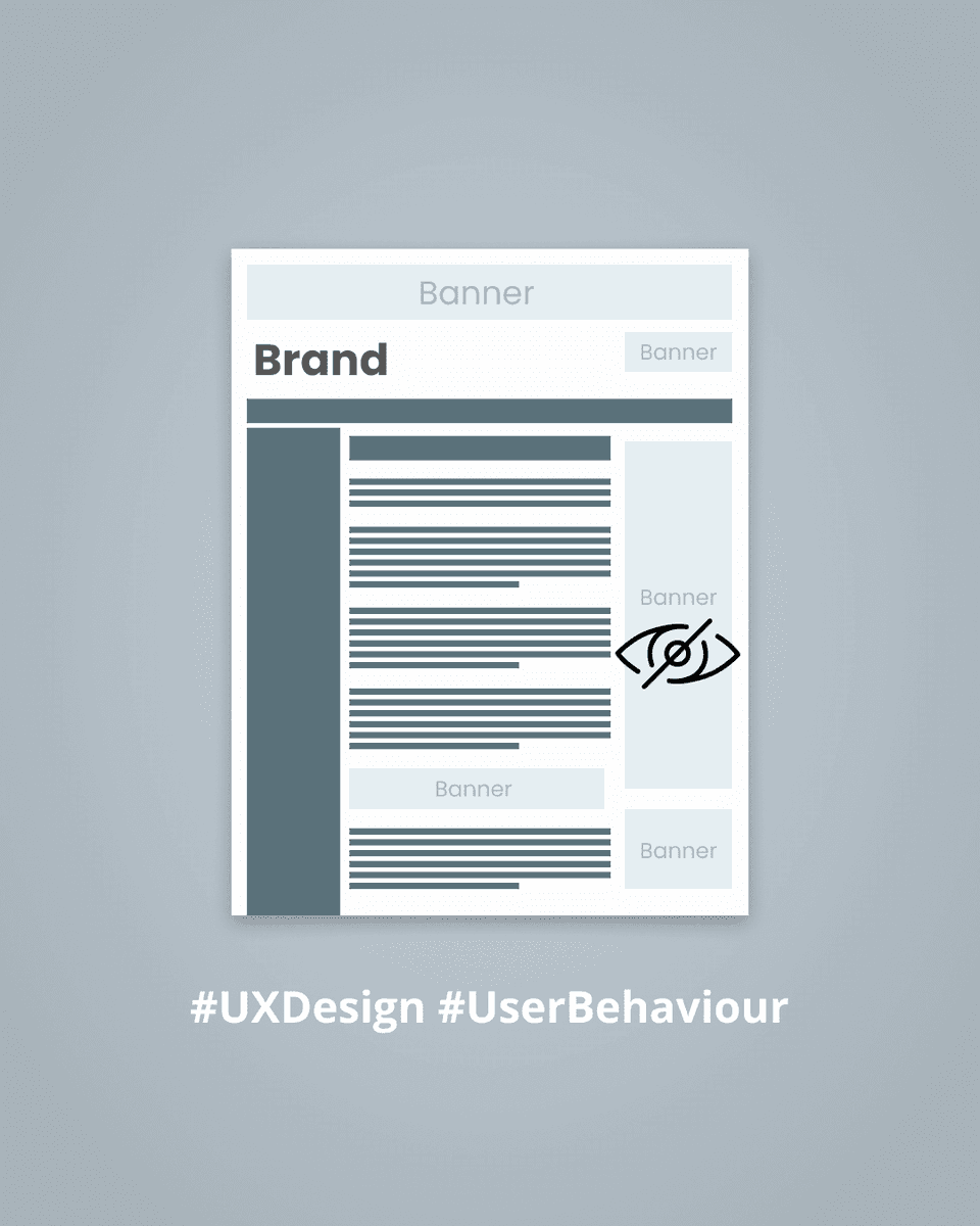 wearegecko's tweet photo. Did you know banner blindness is a real thing? Eye-tracking studies show users often subconsciously ignore anything that looks like a banner, even if it contains useful content. 

#TechTrivia #DidYouKnow #UXDesign #UserBehaviour https://t.co/IK5d6UwptZ
