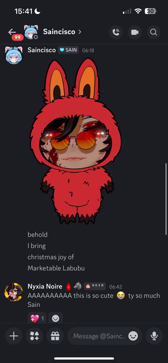 Guys… my very first labubu 😩❤️ Love you <a href="/saincisco/">Sain | Cyber Idol 🌐✨【V-HOST】</a>