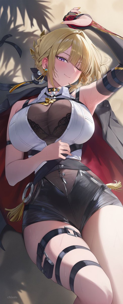 chis4to_sub's tweet image. 砂浜の美しいイヴリン
Evelyn SFW Illust #zzzero