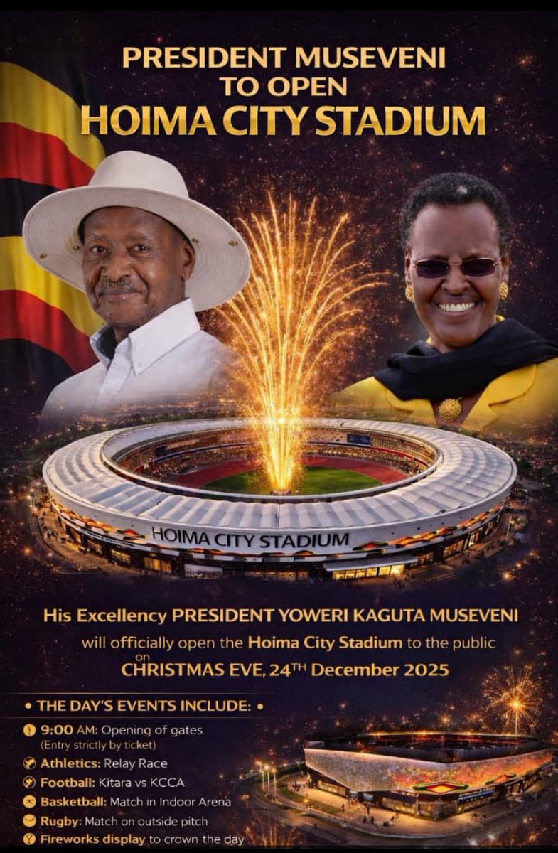 Namanyaluc's tweet photo. Hoima stadium will be officially opened tomorrow! 
And this is what to expect 🤗
A boost in sports tourism, hospitality, and local economic growth. Hosting of  domestic leagues, school competitions, and international friendlies long after the AFCON tournaments. #GoldenPosts https://t.co/JQRI6WG2Hl