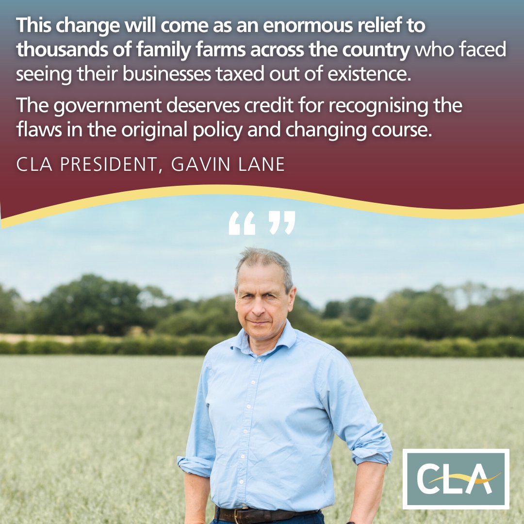"We thank ministers for the constructive dialogue," says CLA President Gavin Lane following a major lobbying win for the CLA on #IHT.

"We look forward to working in partnership to grow the rural economy, whilst continuing to call for these reforms to be scrapped entirely."

Read