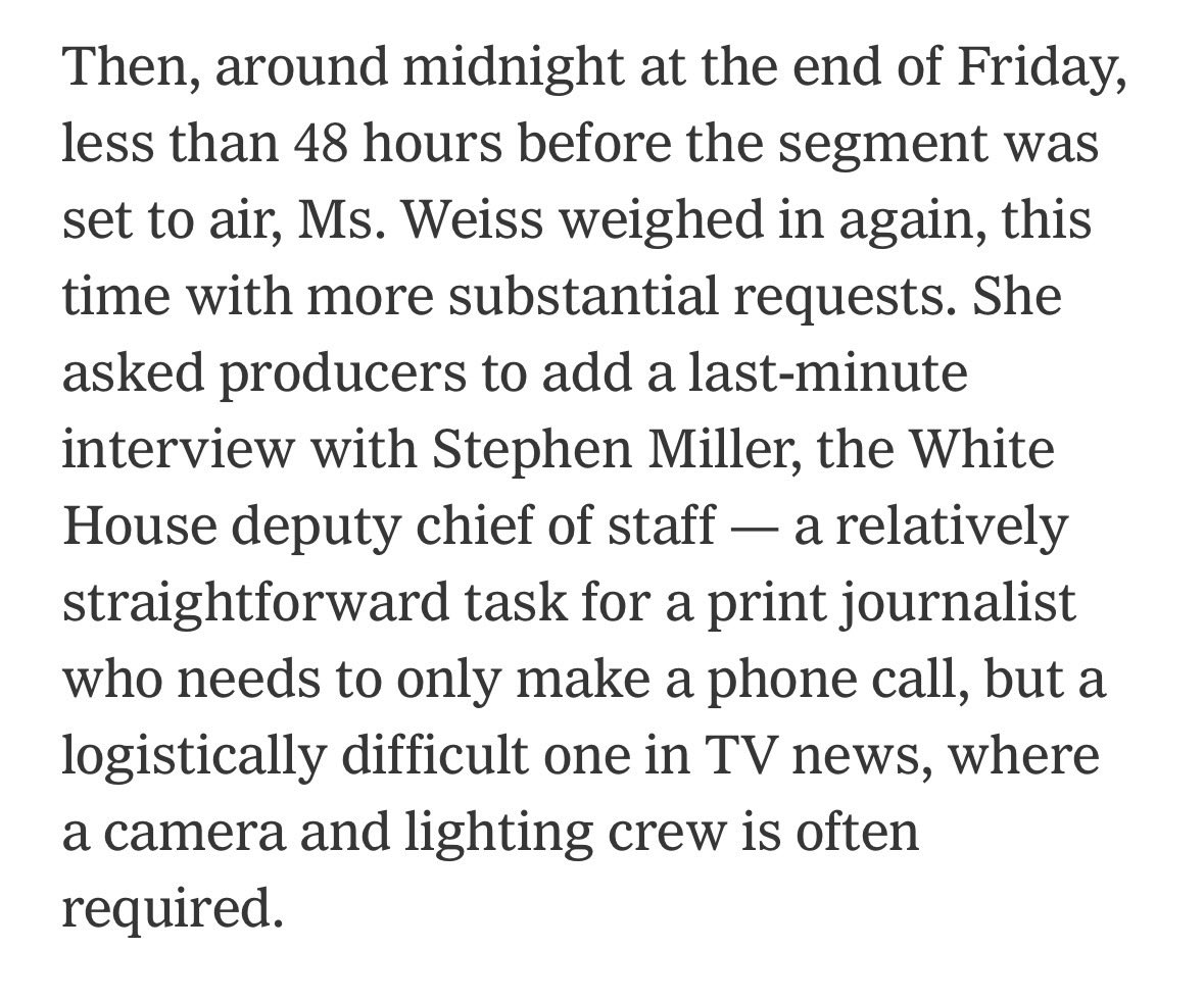 NPRinskeep's tweet image. New assertions in NYT account of Bari Weiss holding a 60 Minutes story:

1) That she didn’t show up. Could have weighed in 11 days ago. 

2) That she finally engaged Thursday, and made suggestions that staff incorporated. 

3) Then she made new demands late Friday. What changed?