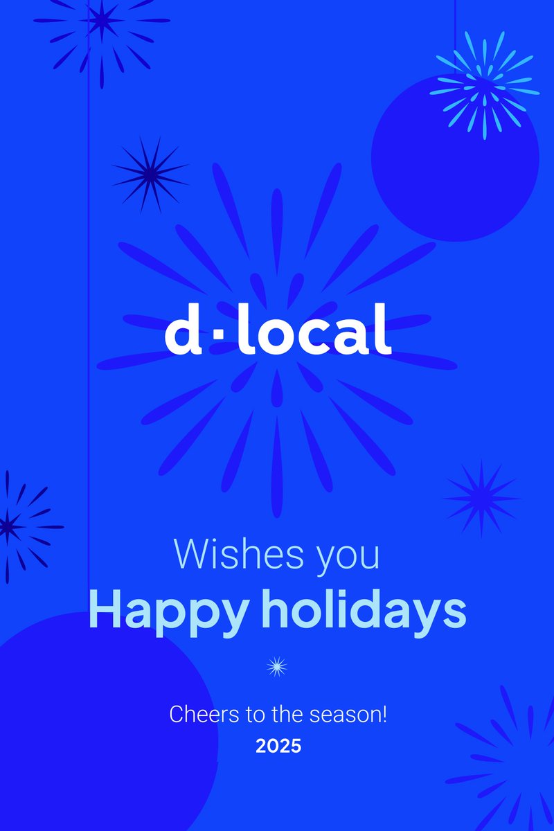 dLocalPayments's tweet image. Happy Holidays from all of us at dLocal! Thank you for another year of trust, collaboration, and growth across markets. 🌍

Wishing you a warm holiday season and a great year ahead. ✨

#HappyHolidays #Payments #Fintech #dLocal #OnedLocal