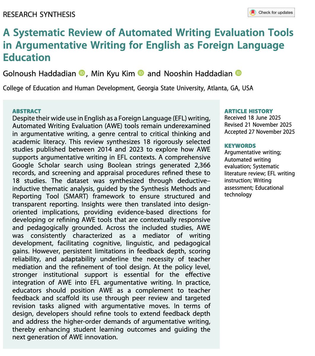 Research Synthesis in Applied Linguistics tweet media