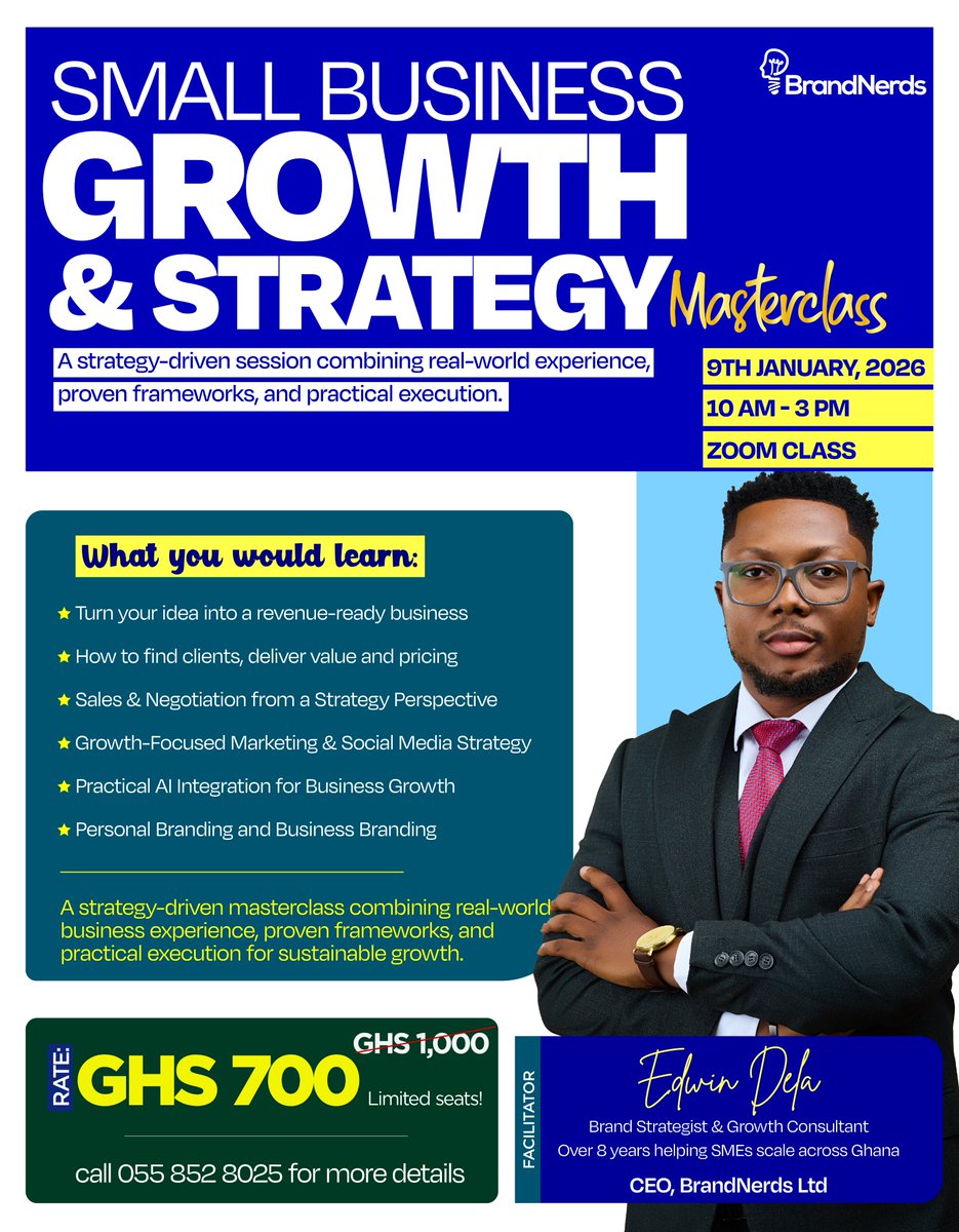 The year ended.
The idea didn’t start.
The business didn’t grow.
Be honest do you really want another year like this?

Join the Strategic Small Business Growth Masterclass.
This isn’t motivation. It’s preparation.

Register now. paystack.shop/pay/basm26