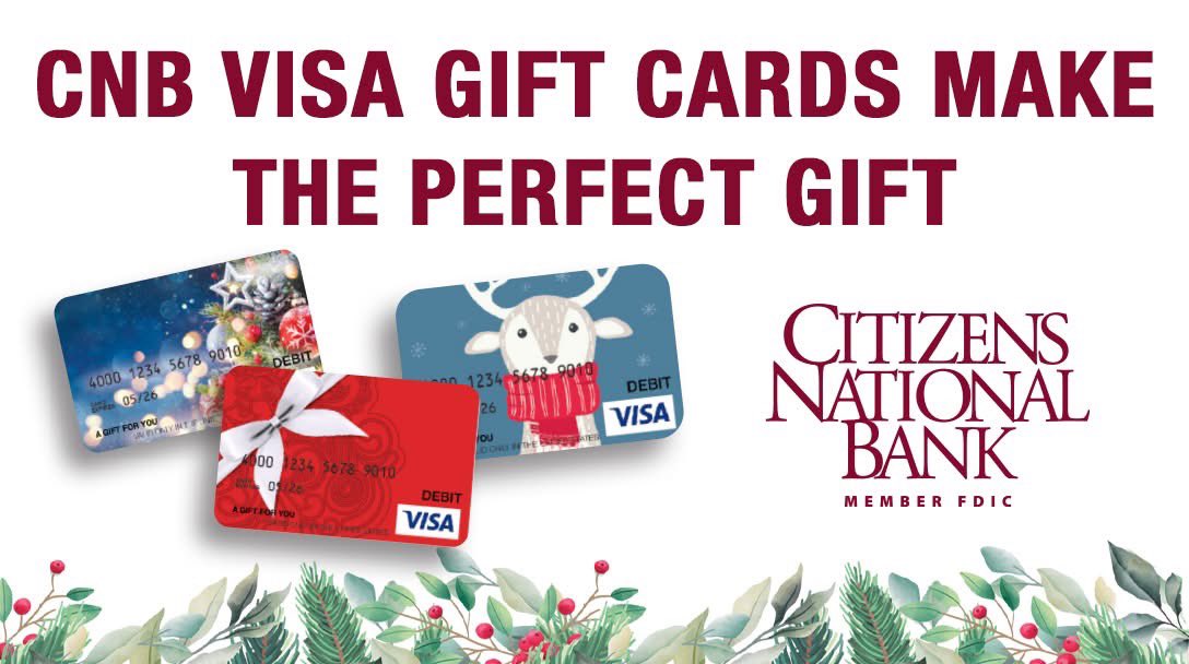 CNBTN's tweet photo. Still have shopping to do? CNB Visa Gift Cards make the perfect gift and can be purchased at any CNB branch location. It's the right size, the right color, every time! https://t.co/yIH19hIsn2