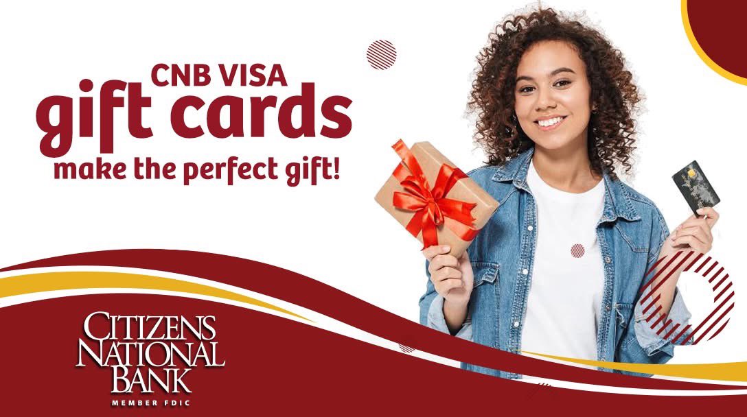 CNBTN's tweet photo. Still have shopping to do? CNB Visa Gift Cards make the perfect gift and can be purchased at any CNB branch location. It's the right size, the right color, every time! https://t.co/yIH19hIsn2