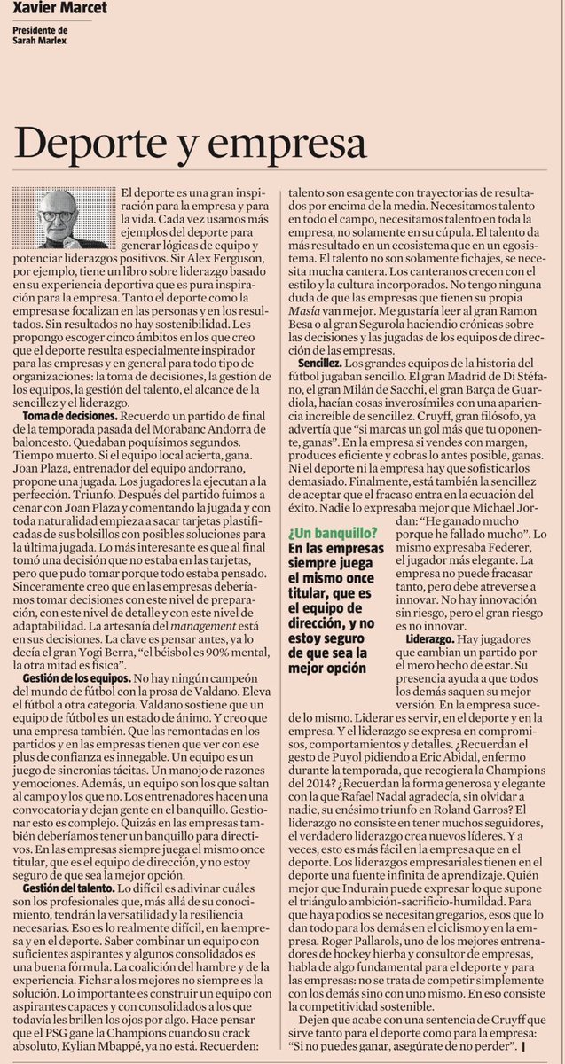 Un equipo es un juego de sincronías tácitas.
👌<a href="/XavierMarcet/">Xavier Marcet</a>