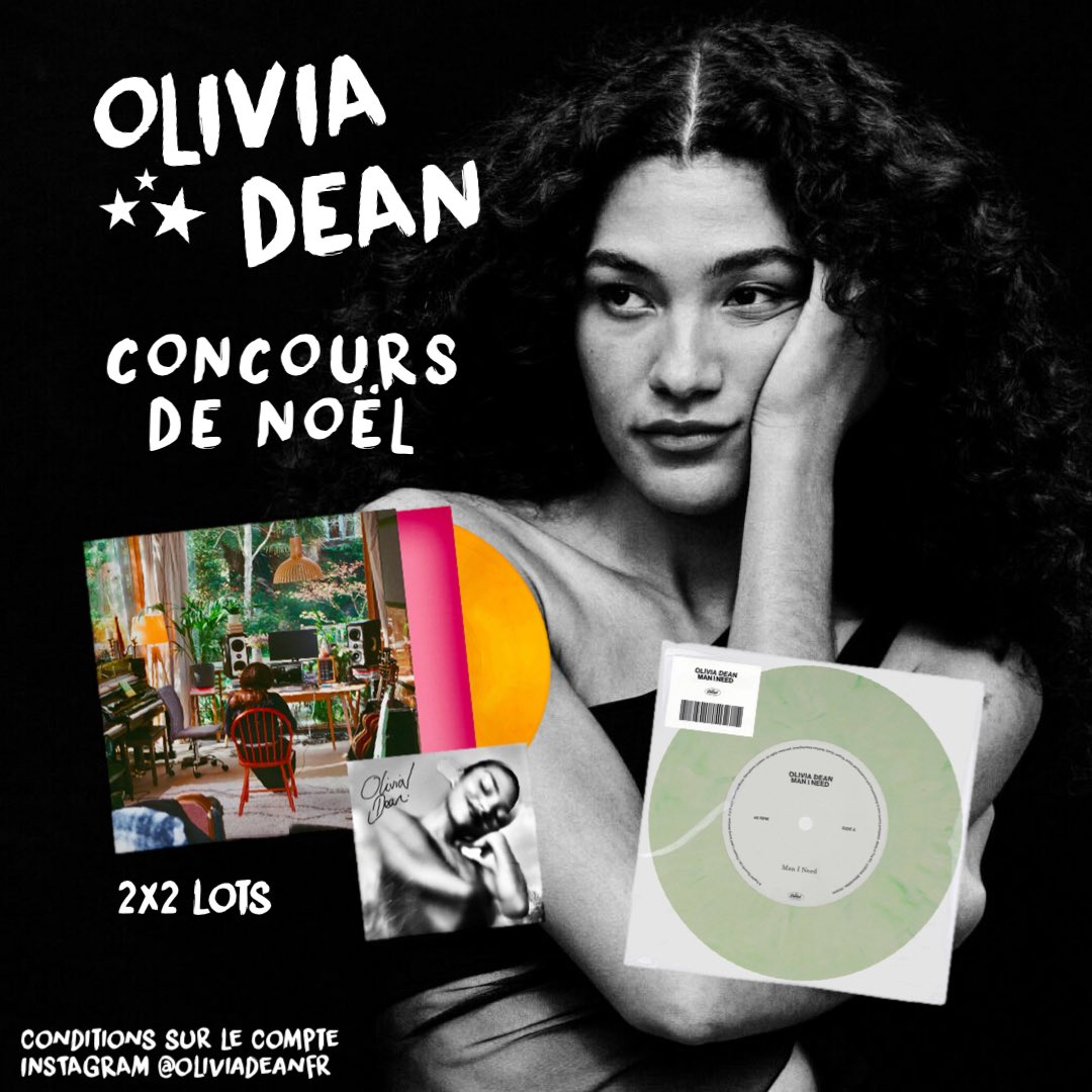 oliviadeanfr's tweet photo. Concours de Noël ! ˖ ࣪⭑❆˚⋆࿔ 

Tentez de gagner 2x2 vinyles d’Olivia Dean :
- le vinyle Man I need
- le vinyle exclusif The Art of Loving

Pour participer :
- Être abonné à @oliviadeanfr
- Liker et RT ce post
- Commenter le vinyle souhaité

Fin le 31 décembre 2025 à 23h59. https://t.co/nMmDmRHkpg