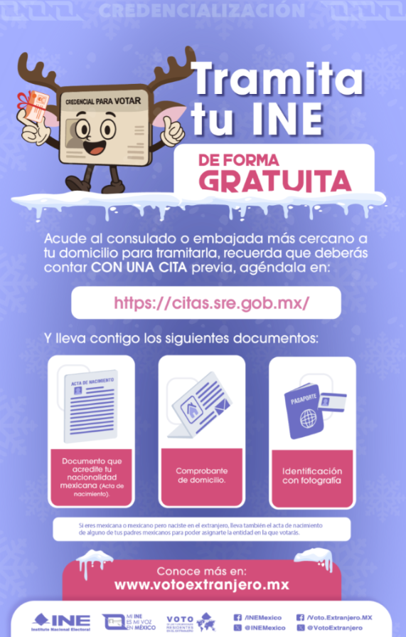 ConsulMexMIL's tweet image. ¡Te invitamos a tramitar tu credencial para votar desde el extranjero! 
 #VotoExtranjero #INEMéxico