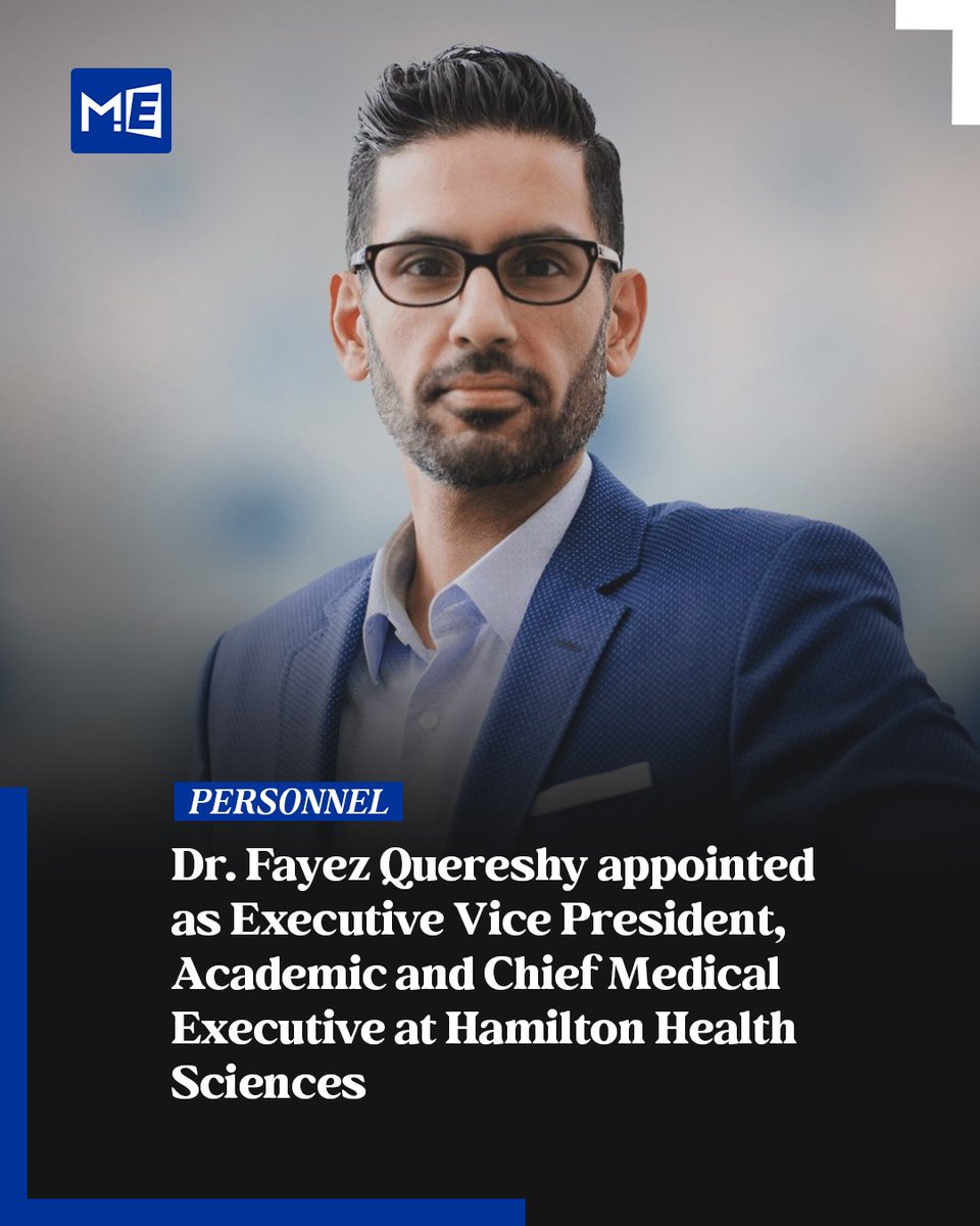 MedEdgeMEA's tweet image. Dr. Fayez Quereshy has been appointed Executive Vice President, Academic &amp;amp; Chief Medical Executive at Hamilton Health Sciences, effective Feb 2, 2026. 

#HealthcareLeadership #MedicalLeadership #ExecutiveAppointment #HamiltonHealthSciences #HHS #MedEdgeMEA