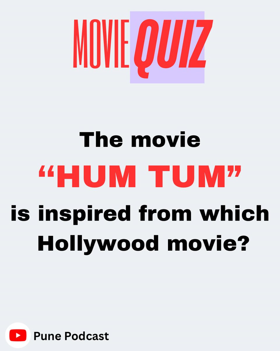 PunePodcast's tweet photo. Comment and share with filmy friends.
.
.
.
#moviequiz #bollywoodquiz #bollywoodnews #remake #punepodcast https://t.co/ZGRjOSkNwC
