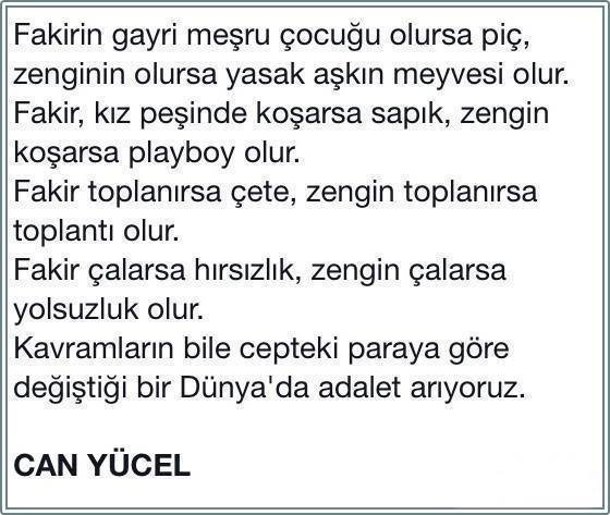 <a href="/e_ercis/">Emre Ercis</a> Mesele budur . Zenginsen herşey mübah,  fakirsen eyvah eyvah...