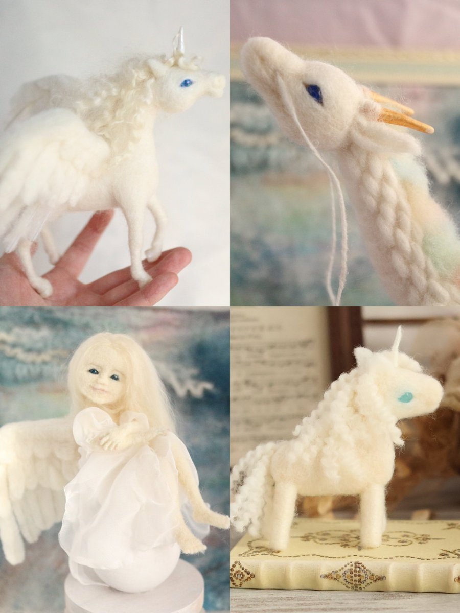 シロ白しろSHIRO 白い子ならいっぱいいるよ♪ #羊毛フェルト の天使と