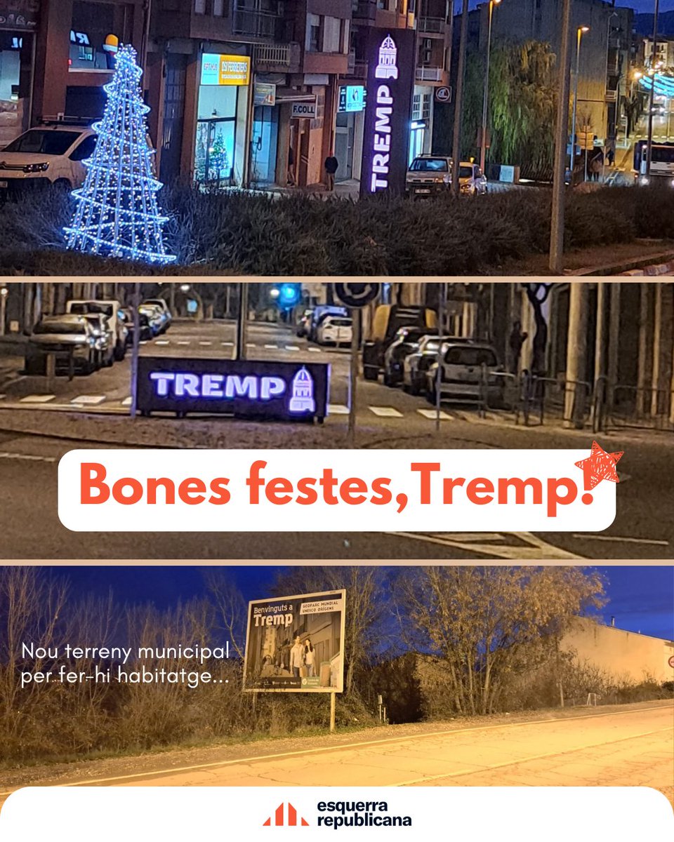 Bones festes, Tremp! ✨🎄

Des d’ERC Tremp us desitgem unes molt bones festes i un 2026 ple d’oportunitats per al nostre municipi i en què aconseguim tot  allò que Tremp necessita 👇
