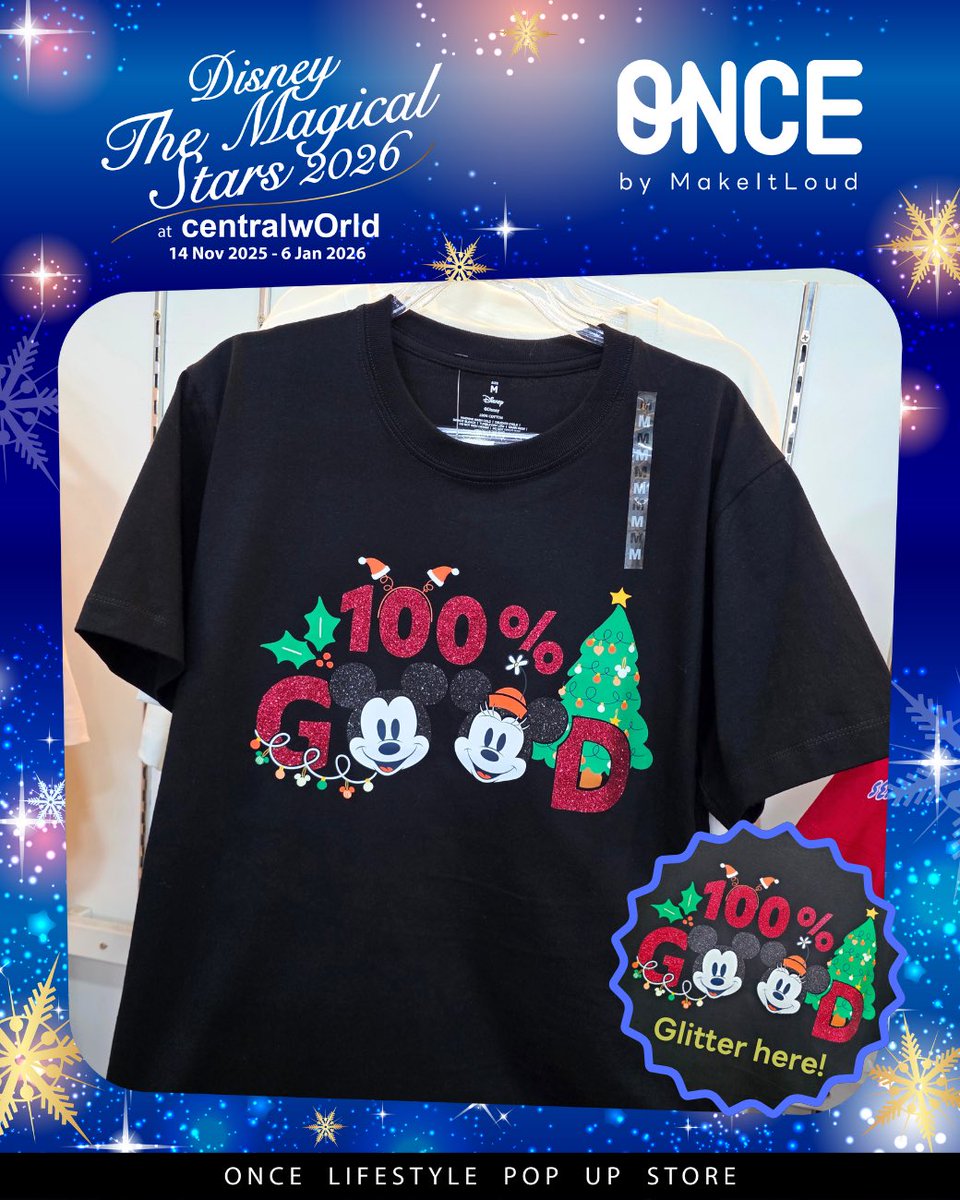 Once_storeth's tweet photo. ✨NEW ARRIVAL✨

เทศกาลแห่งความสุขแบบนี้
ต้องมีเสื้อยืดลายใหม่ติดตู้ไว้สักตัวแล้ว~

มาช็อปกันได้ที่บ้านโบว์แดงของพี่วันซ์เลยน้า😳💖

🎁 ONCE by MakeItLoud Lifestyle Pop-Up Store
❤️ วันนี้ - 6 มกราคม 2026 เวลา 10.00 - 22.00 น.
💙 Disney The Magical Stars At centralwOrld
💚 Square A : Zone 1 - Mickey & Friends

#ONCEpopupstore 
#CTWTheMagicalStars2026
#MakeItLoudTH #Disney
#เที่ยวดิสนีย์ที่เซ็นทรัล