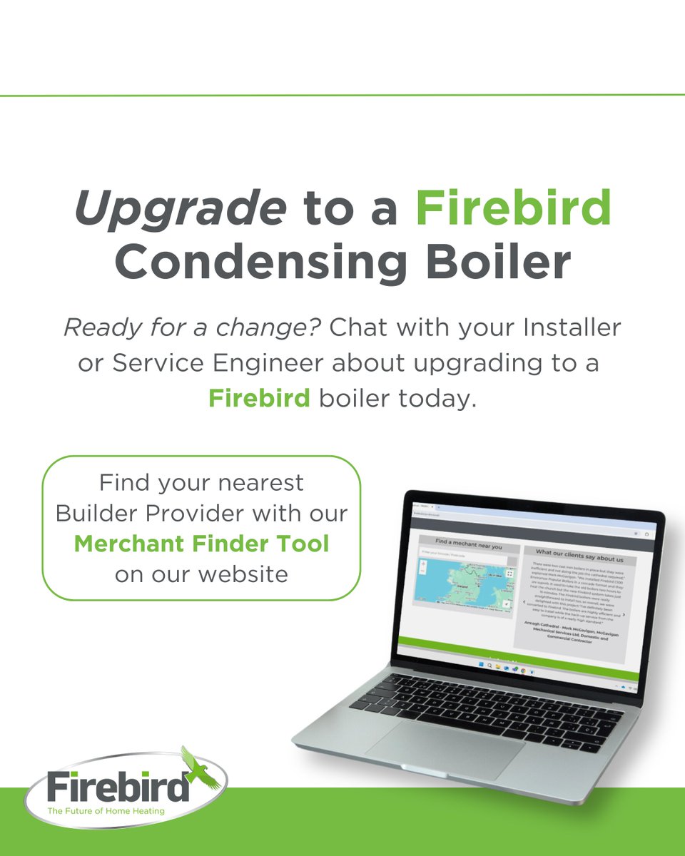 Thinking of upgrading your heating system? Get in touch with your local Merchant and explore our high-efficiency Firebird condensing boilers today.

Visit our website and use the Merchant Finder Tool to get started: Firebird.ie

#Firebird #HomeHeatingSolutions
