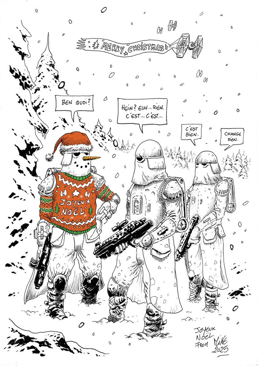 Mike_Squad's tweet photo. À toutes celles et ceux qui , par le plus grand des hasards croiseront ce post dans leur fil d’actualité , je vous souhaite de passer de belles et joyeuses fêtes de fin d’années ! Faîtes bien les fou-fous et tout et tout ! #MerryChristmas2025 #starwars #snowtrooper #JoyeuxNoël https://t.co/Bl3WaPl4OG