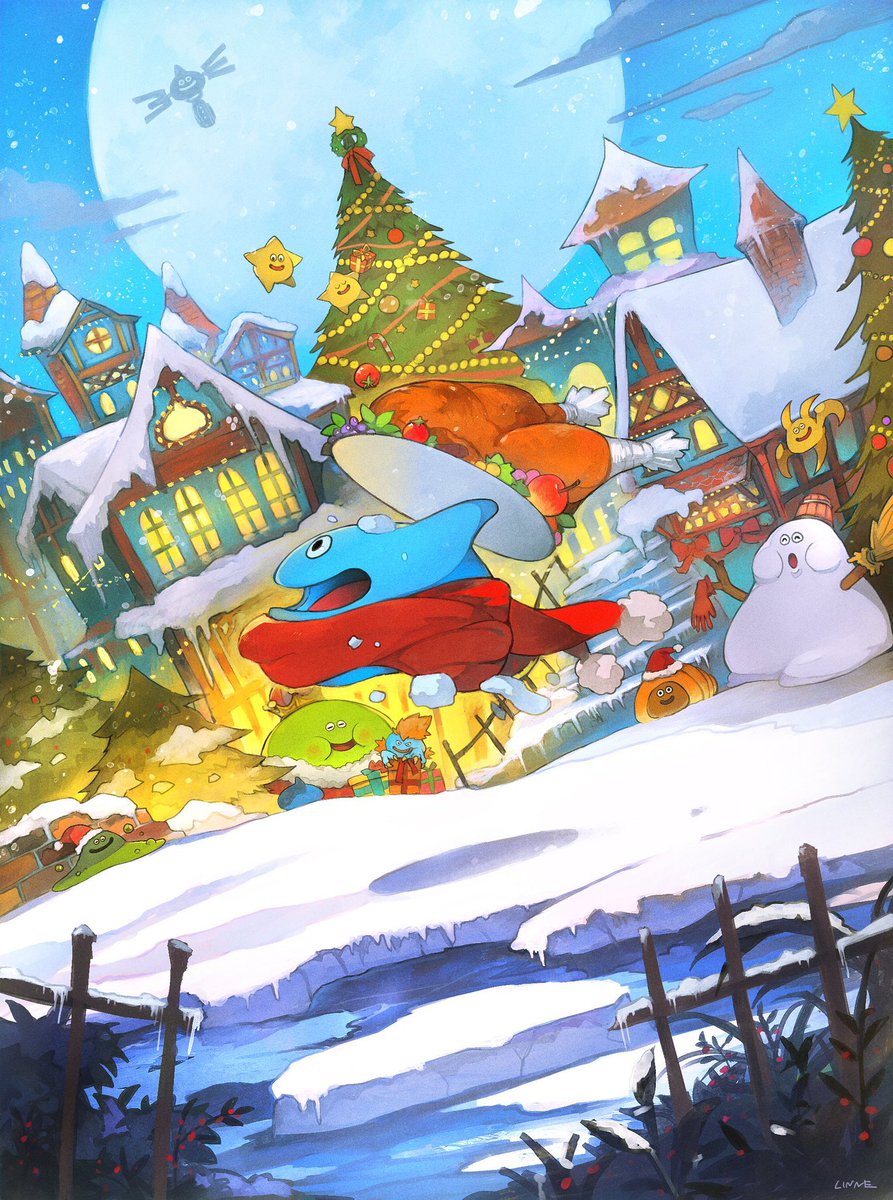 hld_doreko's tweet image. 今日の絵はクリスマスライム🎄✨

スライムは特別なお肉を手にいれた！🍗