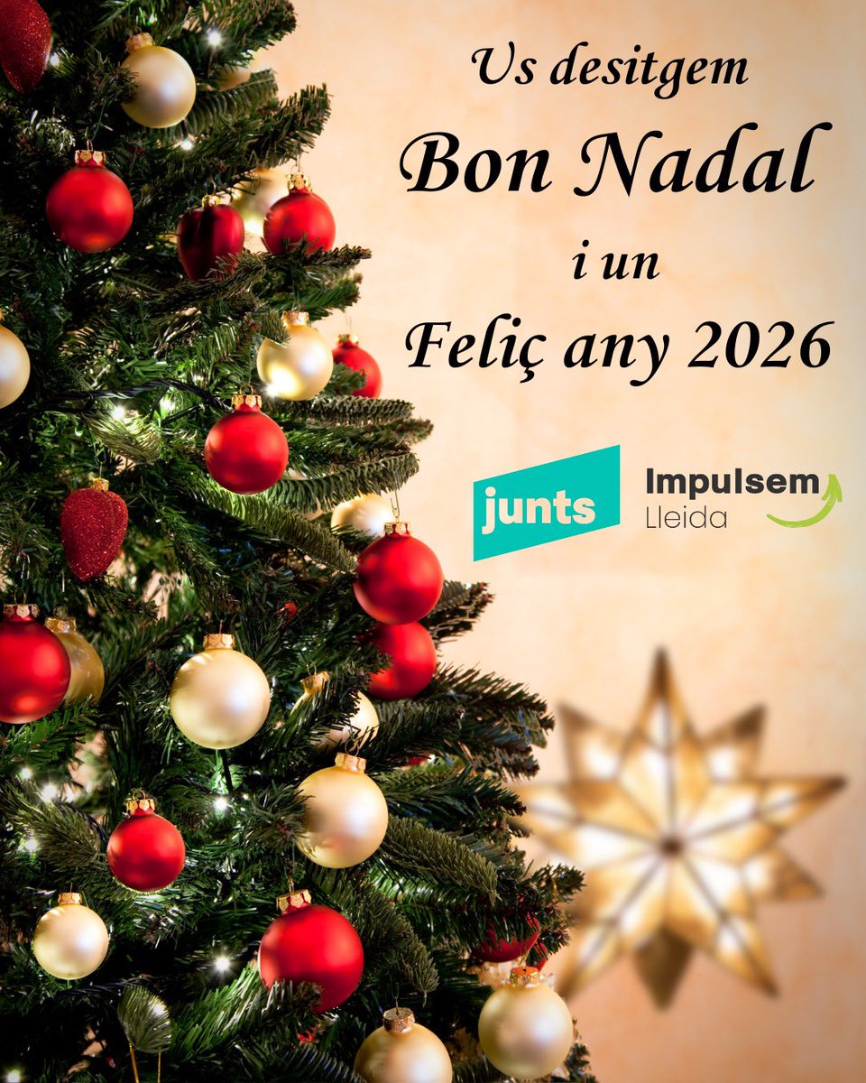 Junts_Impulsem's tweet photo. Amb l’arribada del Nadal, us desitgem unes festes plenes d’alegria, pau i moments compartits amb les persones que més estimeu.

Continuem treballant per millorar el benestar de tots els ciutadans de la Plana de Lleida, el Pirineu i l’Aran i construir una Catalunya més lliure. https://t.co/9KQ0NHqLkI