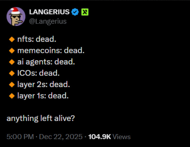 "How to be a successful crypto influencer in 2025"?

Step 1: Say the market is terrible.
Step 2: Drop your Polymarket/Lighter ref link everywhere. Let all your content be around these projects.
Step 3: Post charts, pretend to "analyze" the market.
Step 4: Profit!

Congrats —