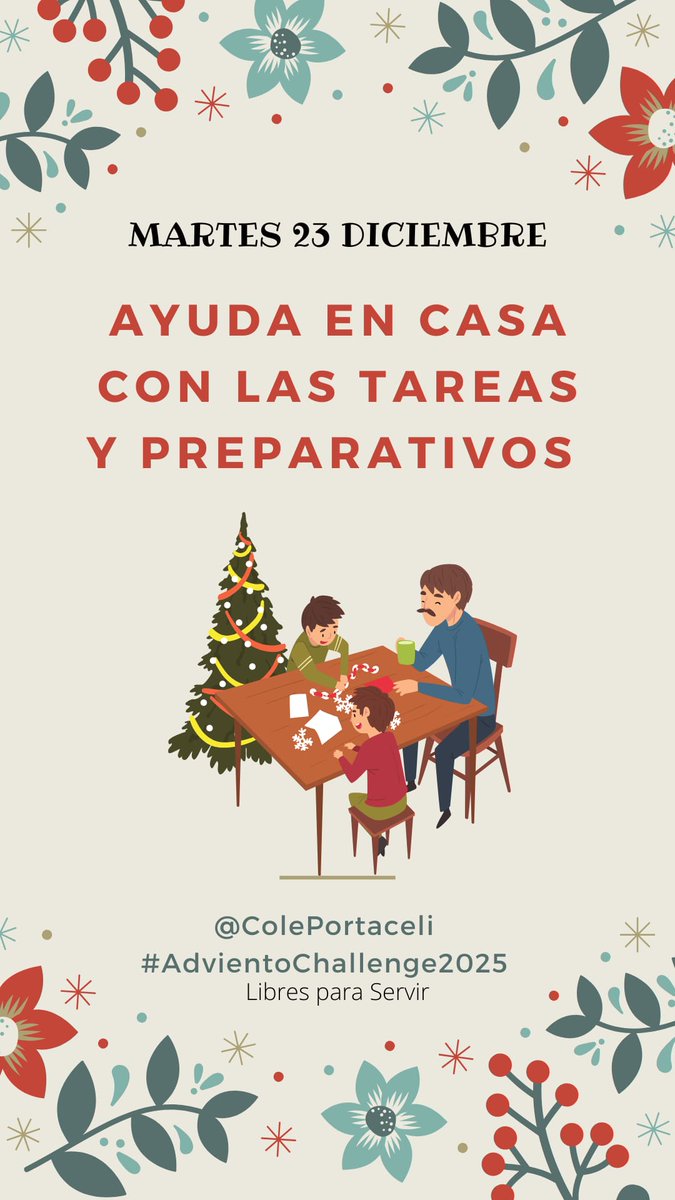 #Portaceli25 Seguimos con el Adviento 2025 ¿Te apuntas?

Cada día una actividad que nos ayude a vivir el Adviento más conscientes y comprometidos.

🕯️#AdvientoChallenge2025 #LibresParaServir