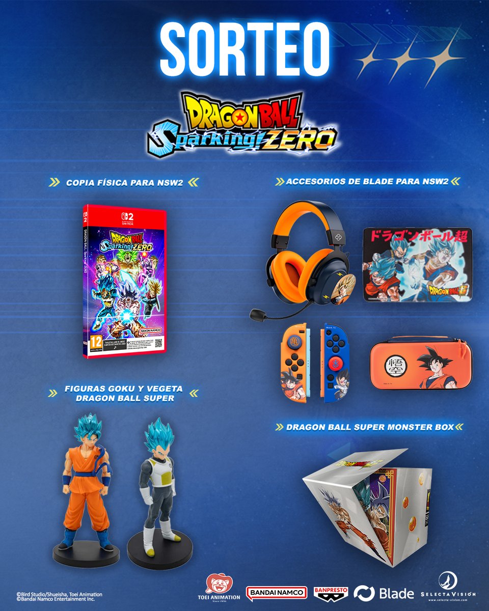 BandaiNamcoES's tweet image. 💥SORTEO #DRAGONBALL SPARKING! ZERO💥

¡Luchadores, queréis conseguir este increíble pack para #NintendoSwitch2? Requisitos:

💥 Vivir en España
💥 Seguir a @BandaiNamcoES, @BandaiSpiritsES, @bladegear_ y @SelectaVision
💥 RT +❤️+ mencionar a un amigo con el hashtag #Sorteo_DBSZ