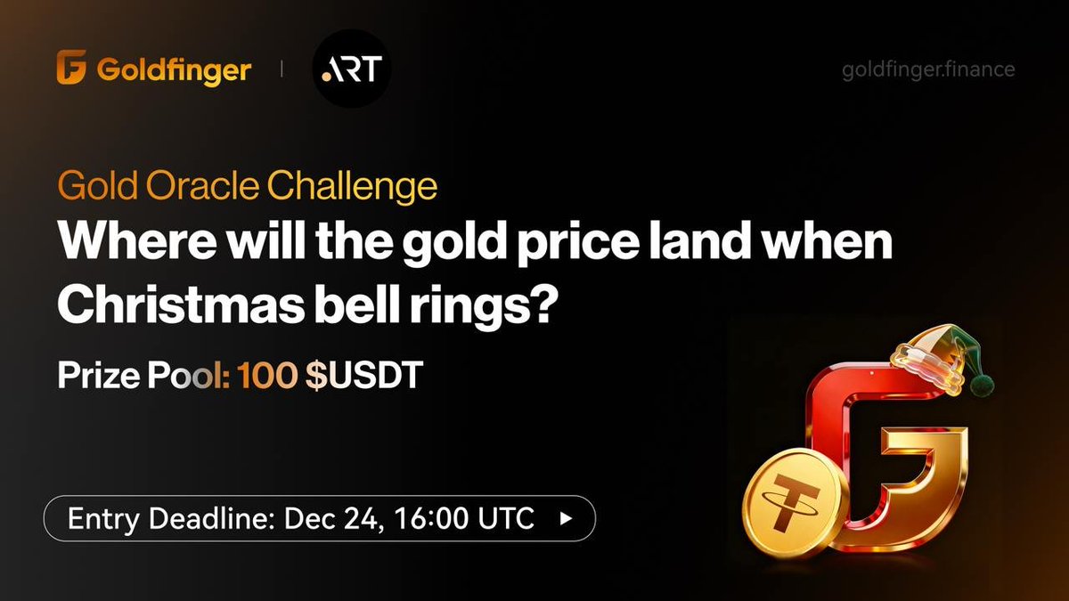 GoldFingerRWA's tweet image. GOLD just smashed a new All-Time High! 🚀
Where will the GOLD price land when the Christmas bell rings?🔔 

🎁 Prize Pool: 100 USDT
🥇 1st: 50 USDT (Closest guess)
🥈 2nd - 6th: 10 USDT each
👇 To Enter:
    -  Follow @GoldFingerRWA
    -💛&amp;amp;🔁
    - Leave your prediction below…