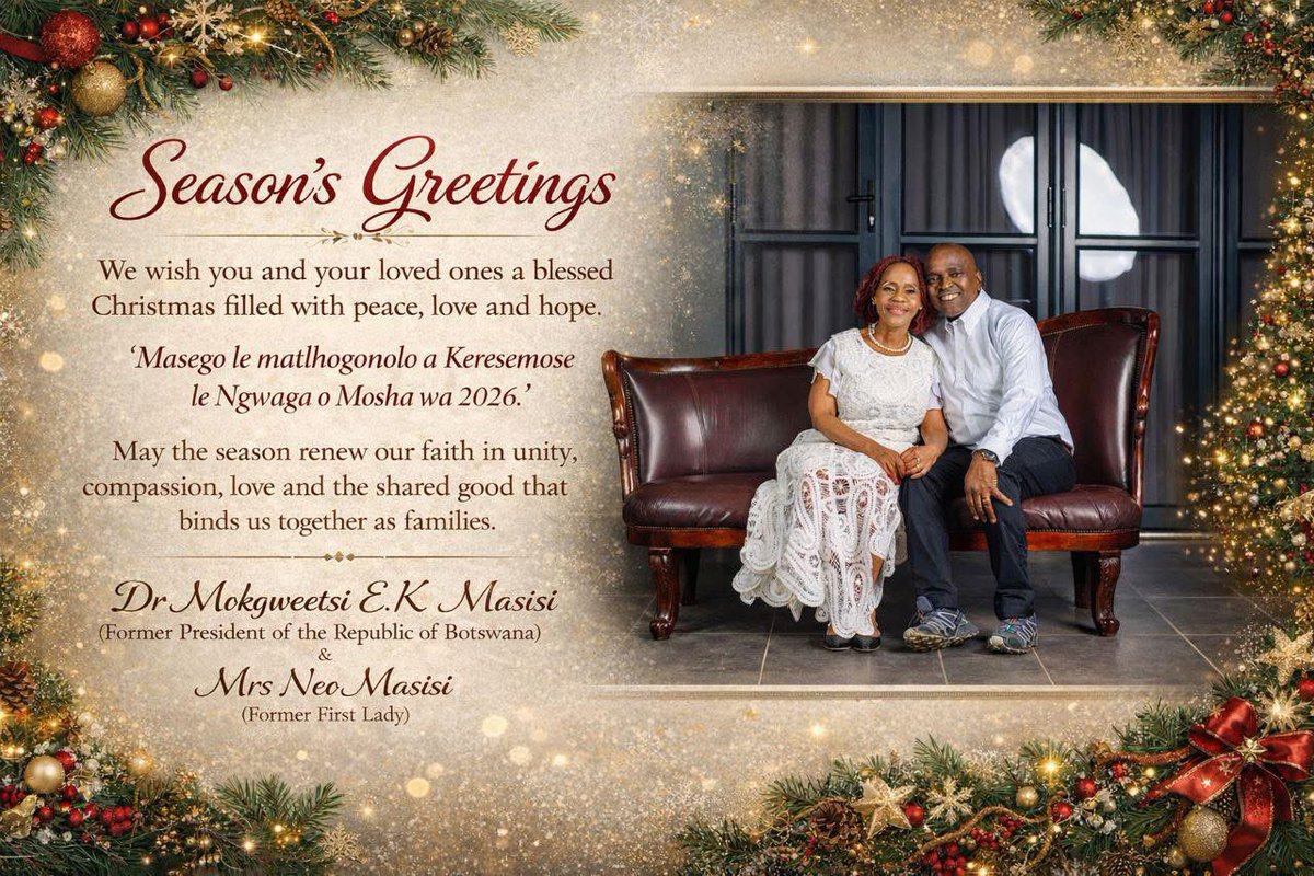 OfficialMasisi's tweet photo. 𝐒𝐞𝐚𝐬𝐨𝐧’𝐬 𝐆𝐫𝐞𝐞𝐭𝐢𝐧𝐠𝐬🥳🎉✨👏
We wish you and your loved ones a blessed Christmas filled with peace, love, and hope. 🎄 https://t.co/0K5GdFakZ3