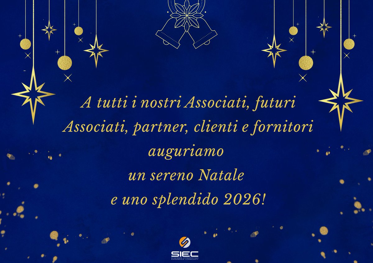 SIEC_Community's tweet photo. A tutti i nostri Associati, futuri Associati, partner, clienti e fornitori auguriamo un sereno Natale e uno splendido 2026!🎄✨
.
.
.
#sieconline #SIEC #siecrocks #community #christmas2025 #merrychristmas #merrychristmas2025  #avpro #happyholidays2025 #happyholidays https://t.co/ET4VQbUvUh
