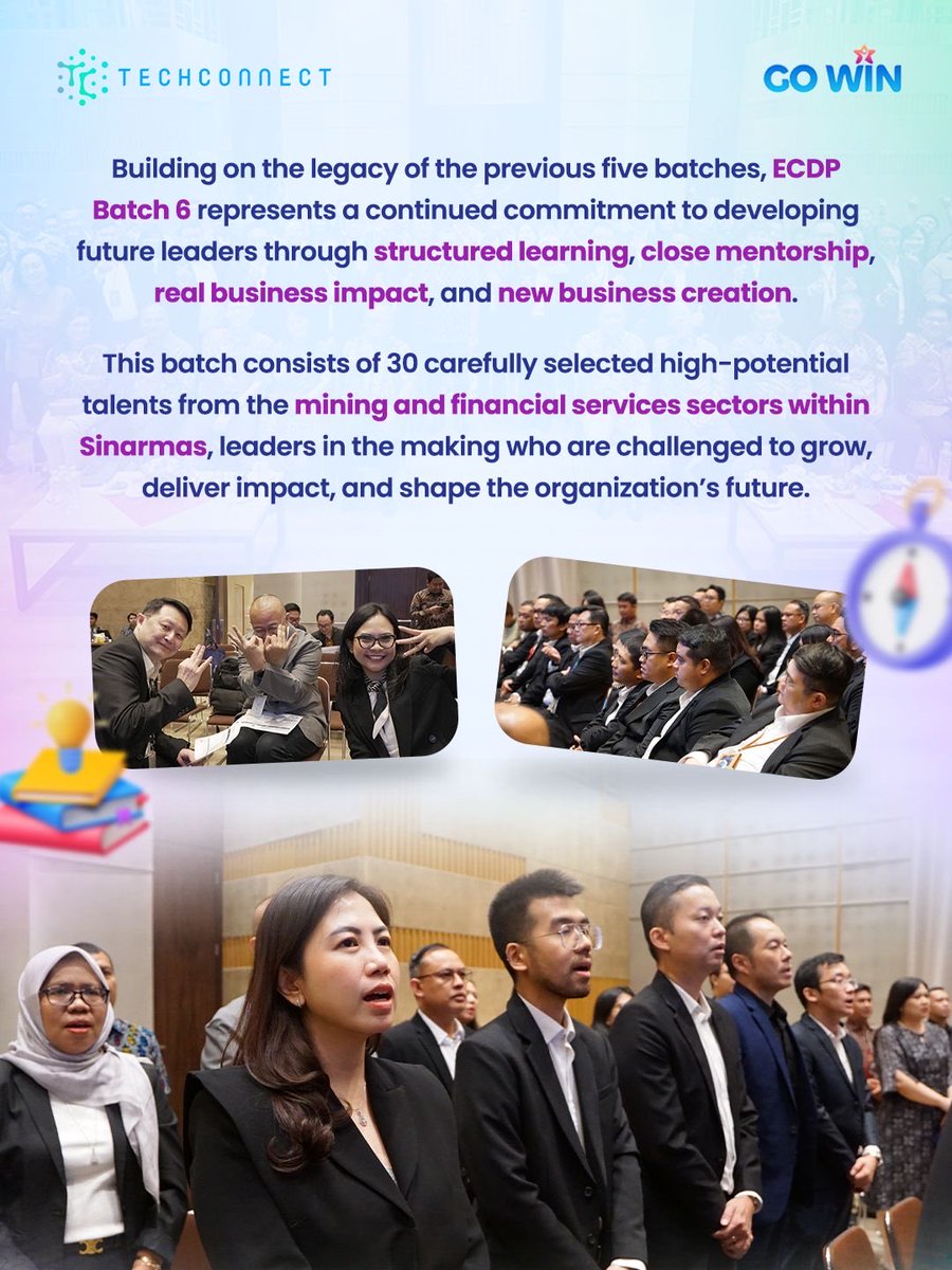 Techconnectid's tweet image. The Executive Competency Development Program (ECDP) Batch 6 has officially begun, bringing together high-potential talents to start a leadership journey focused on growth, adaptability, and real business impact.

#TechConnect #ECDP #DevelopmentProgram #MeaningfulImpact #GOWIN