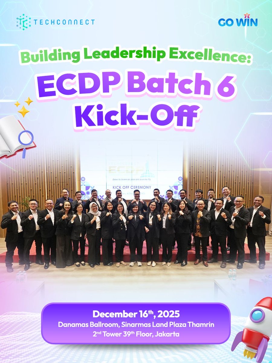 Techconnectid's tweet image. The Executive Competency Development Program (ECDP) Batch 6 has officially begun, bringing together high-potential talents to start a leadership journey focused on growth, adaptability, and real business impact.

#TechConnect #ECDP #DevelopmentProgram #MeaningfulImpact #GOWIN
