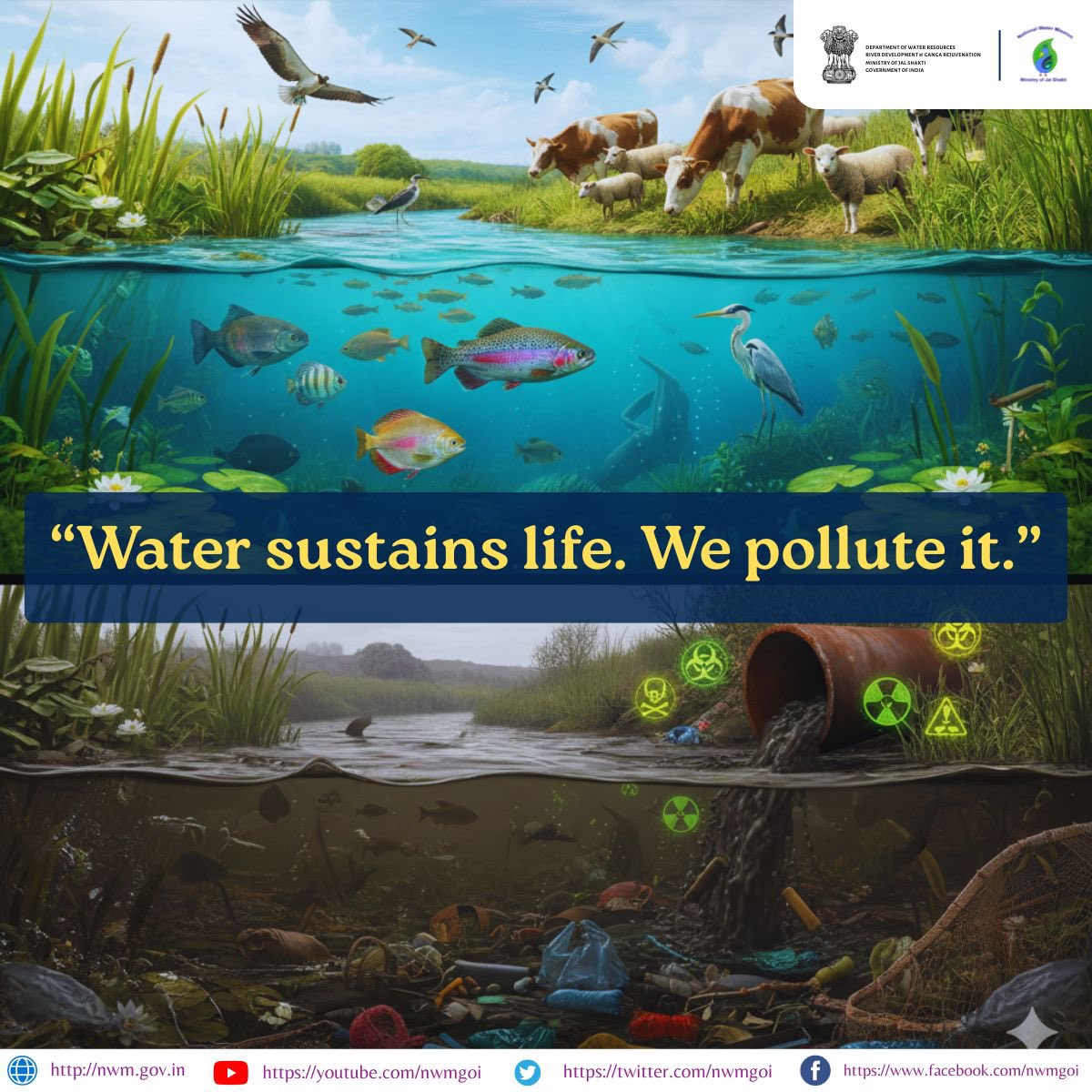 nwmgoi's tweet photo. “The most one-sided relationship we have.” Water gives without asking. We take without thinking. We treat water like it’s infinite. It isn’t!
#ThinkBeforeYouWaste
#RespectWaterForLife
#EveryDropCounts https://t.co/4Rvv8C8BYS