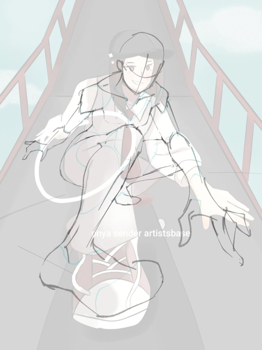 aderiaka's tweet photo. @artistsbase Udh bagus ko,ada saran2 nih:
1. Pahami dan latihan anatomi dulu. Kl bisa jgn langsung gambar bajunya, tp fokus di proposi anatomi krn baju bakal ngikutin anatomi 
2. Foreshortening di kaki kanan&amp;tangan kiri akan overlap bagian torso biar ada ilusi jarak dimensi
Semoga membantu✨ https://t.co/xxzF2BMwby