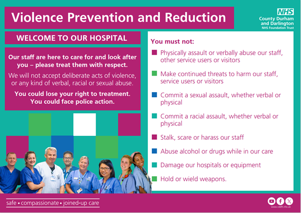 CDDFTNHS's tweet photo. Our staff work hard to provide safe, high-quality care โ and everyone has a role in keeping hospitals safe. ๐
Kindness and respect help teams focus on what matters most: care and wellbeing.
โ
Respect keeps everyone safe
๐ซ Abuse or violence will not be accepted
#RespectNHS https://t.co/fqFoQDbv12